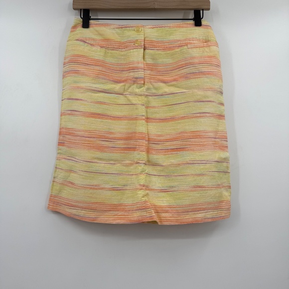 Harve Bernard Skirt Women 8 Yellow Stripes Linen Blend Mid Rise Colorful - Picture 1 of 9